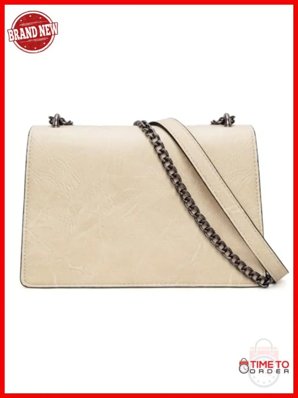 Faux Leather Crossbody Bag with Chain Strap